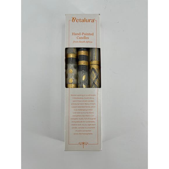 Petalura Hand Painted Candles from South Africa Box of 6 Taper - Picture 1 of 4